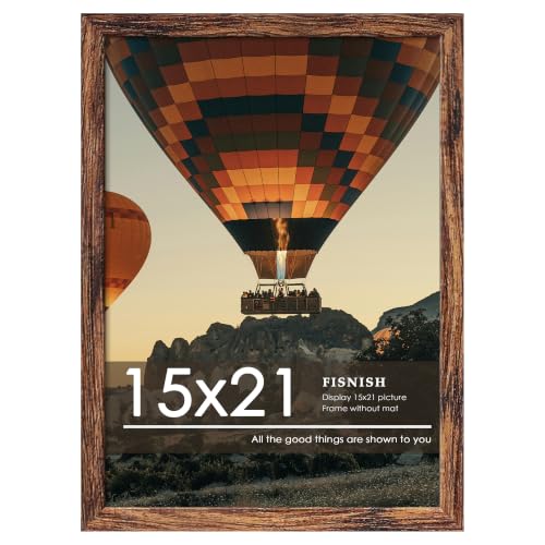 Fisnish 15x21 Picture Frame Classic Brown 15 x 21 Poster Frame for Horizontal or Vertical Wall Mounting 1 Pack