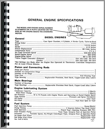 Page from Case G159 Engine Service Manual showing general specifications for Diesel Engines