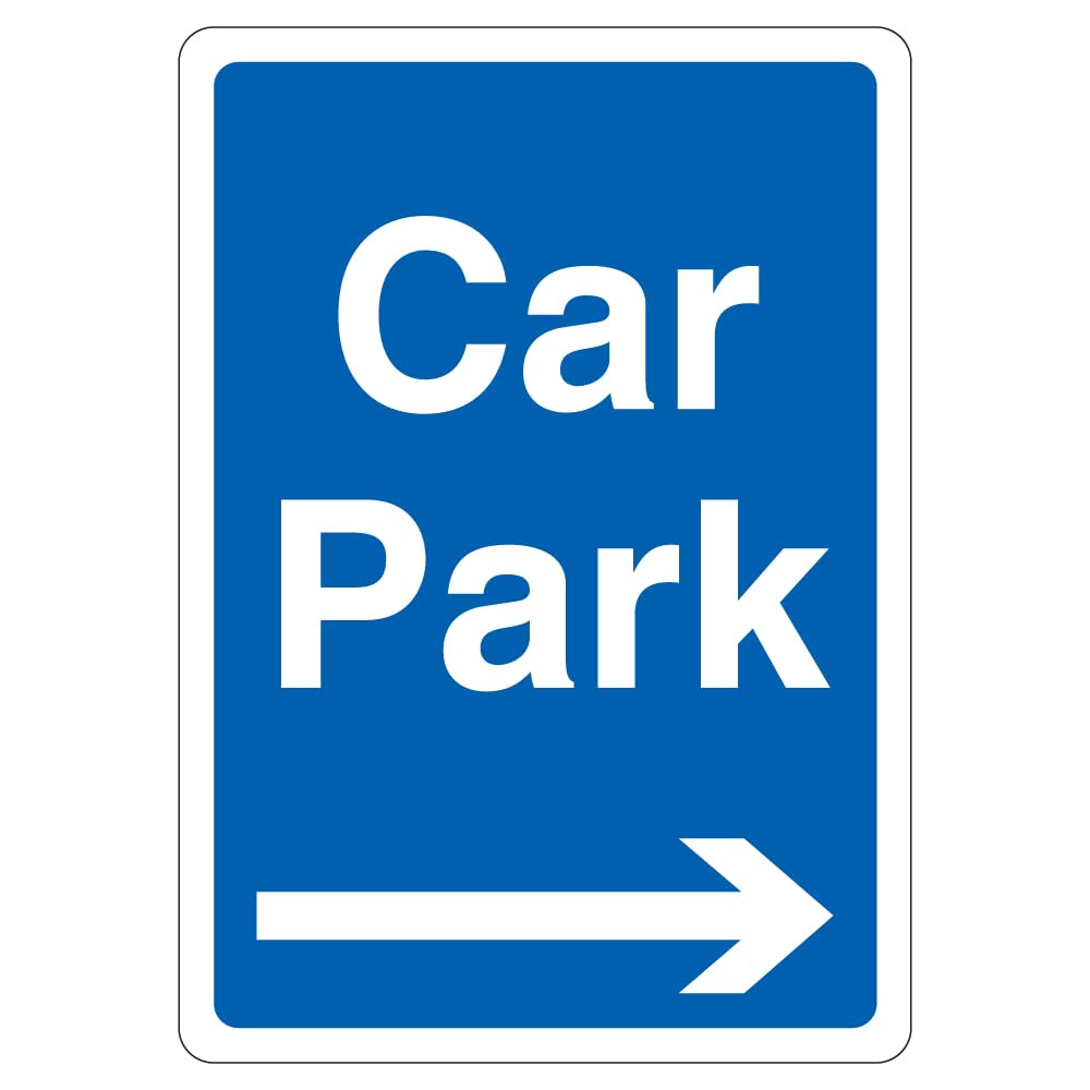 V Safety Car Park - Blue Arrow Right 297 x 210 2mm Super-Tough Rigid Plastic Safety Sign