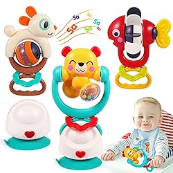 Baby Toys 6 to 12 Months Infant Toys Set of 3 High Chair Suction Rattle Baby Toys 12-18 Months 2-in-1 Sensory…