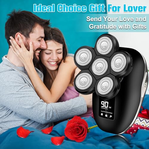 Image of Head Shaver for Bald Men, 6-in-1 Electric Shaver for Bald Head 6D Wet /Dry Waterproof Mens Electric Razor Head Shavers with Grooming Kit Head Shaving Rotary Shavers 0721 Blue