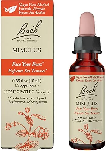 Bach Original Flower Remedies, Mimulus for Facing Fears (Non-Alcohol Formula), Natural Homeopathic Flower Essence, Holistic Wellness and Stress Relief, Vegan, 10mL Dropper
