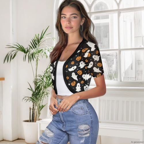 Image of Womens Short Sleeve Bolero Shrug Open Front Knit Cropped Cardigan Shoulder Cover for Dress Cute Casual Knit Cover Up