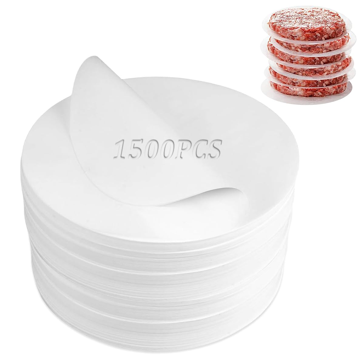 Lot de 1500 feuilles de papier sulfurisé rond de 13 cm pour presse à hamburger antiadhésif résistant à la chaleur Convient à un usage alimentaire Hamburger Patty Paper Papier à hamburger pour