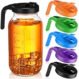 Dandat 5 Pcs Wide Mouth Mason Jar Pour Lids with Handle Reusable Plastic Cap Lid, Leak Proof Airtight Seal, Jar Not Included (Classic Color)