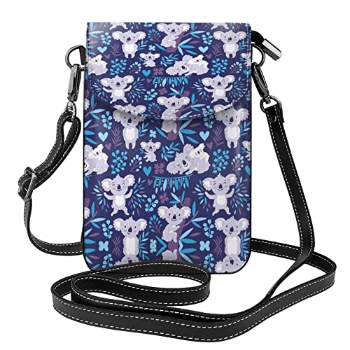 Sac téléphone portable en cuir noir koala pour femme voyage et quotidien