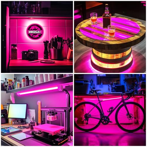 Image of 5V USB LED Cob Pink Strip Light Key Switch Bedroom 3.28ft LEDs Flexible self-Adhesive Light Strip for Stairs, Wardrobe, Kitchen, Mirror, Bedroom, Bar Cabinet