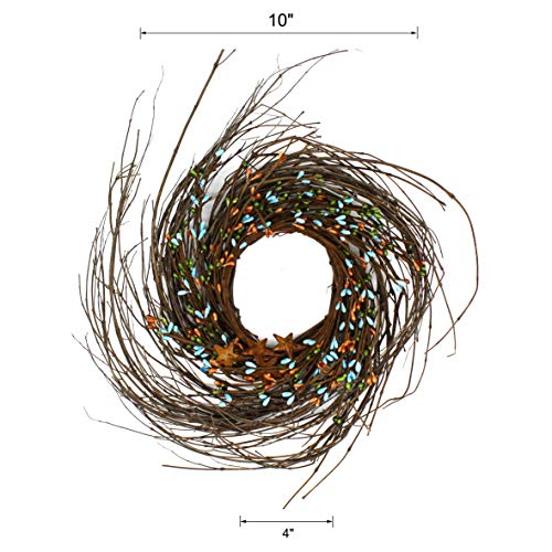 Cvhomedeco. Primitives Rustic Pip Berries And Twig With Rusty Barn Stars Wreath, 10-Inch, Country Mix #TOP5