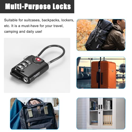 Image of TSA Locks for Luggage, 2 PCS, Small Combination Lock | TSA Approved, For Locker, Travel Suitcase, Gun Case, Backpack Zipper, Ammo Can, Includes 2PCS Spare 007 Master KEY