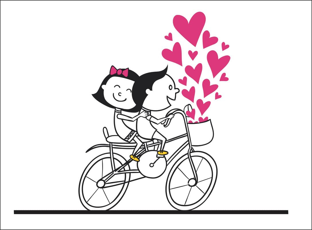 Wonderfull Bicycle Loving Image Heart Creative Poster Flying Heart Wallpaper Sticker Sizeby [91x67]