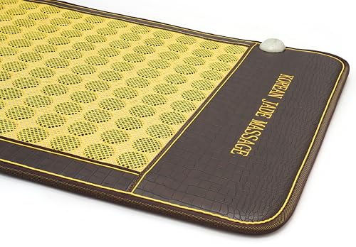 Image of CAREFIT Korean Jade Stone Far Infrared Heating Mat, Yellow, 80x190 cm | 253 Large 50mm Jade Stones | Mesh Covered Surface | Triple Foldable Design | Full Body Mat | Adjustable Heat | Home Wellness