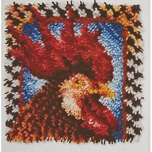 Image of Wonderart Rooster Latch Hook Kit, 12 inch X 12 inch