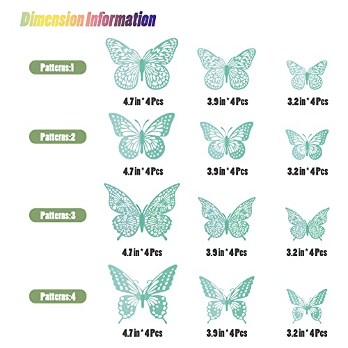 Image of SAOROPEB 3D Butterfly Wall Decor 48 Pcs Pale Turquoise Butterfly Decoration