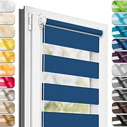 Persianas Verano Estika® Estor doble Klemmfix sin taladrar, 55 cm x 120 cm, noche de verano, 27 colores de tela, día y noche, doble estor para ventanas sin taladrar, protección visual (55 cm de ancho de la tela)