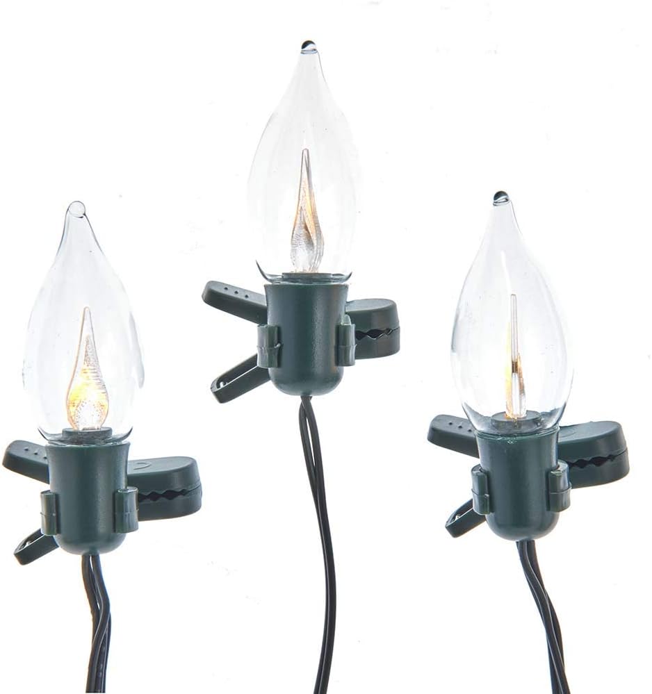 Battery-Operated 7-Light Flicker Flame Light Set with Clips
