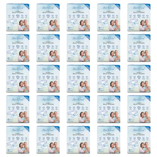 Image of AroKleen (ISI CERTIFIED) Adult Diapers Tape Style | Medium (M) Size, 250 Count, Waist Size (72-102cm | 28 inch- 40 inch inches), Unisex, High Absorbency, Leak Proof, Overnight Protection, Odour lock, Anti-Bacterial Absorbent Core-Pack of 25