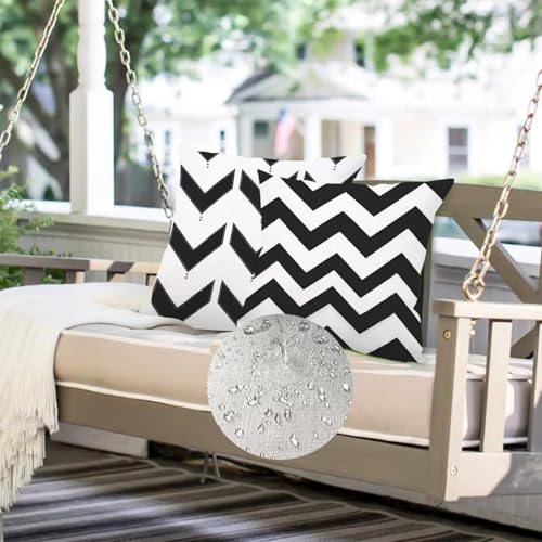 Housse coussin 65 x 65 cm lot de 4 noir géométrique imperméable pour canapé - 3