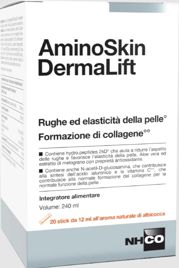 NHCO AminoSkin DermaLift 20 Stick - Integratore Alimentare per Rughe ed Elasticità della Pelle - Formazione del Collagene
