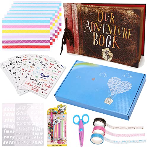 Image of Vienrose Our Adventure Book Up Scrapbook Photo Album DIY Memory Scrap Book Hard Cover with Luxury Kit for Men Boyfriend