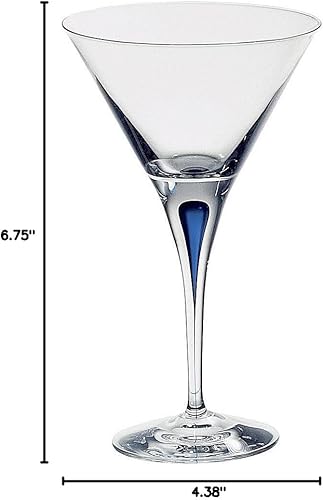 Miniatura 8 de Orrefors Intermezzo - Juego de 2 vasos de Martini con tallo de 8.5 onzas líquidas, color gota azul, cristalería para cocina y comedor, servicio