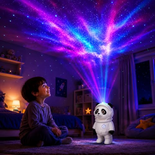 Image of One94Store Space Panda Star Projector Lamp with Bluetooth Speaker | Galaxy Night Light for Bedroom | Laser + LED Dual Light | USB Powered | Touch Control | Kids Night Lamp for Home Decor & Gifting