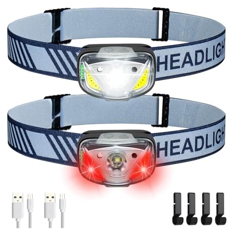 PSDRIQQ Headlamp Rechargeable, 2 Pack LED Head Lamp Flashlight Bright Headlight Light with Motion Sensor for Outdoor Camping Biking Running Fishing Cover