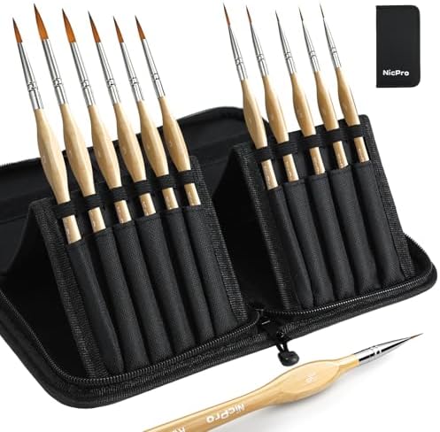 Nicpro Miniature Brushes Drybrush - 21 Pieces Model Paint Brushes Set for Acrylic Watercolor, Detail Brush Dry Brush for, Paint, Model, DND Miniatures - with Container Nicpro Miniature Brushes Drybrush - 21 Pieces Model Paint Brushes Set for Acrylic Watercolor, Detail Brush Dry Brush for, Paint, Model, DND Miniatures - with Container