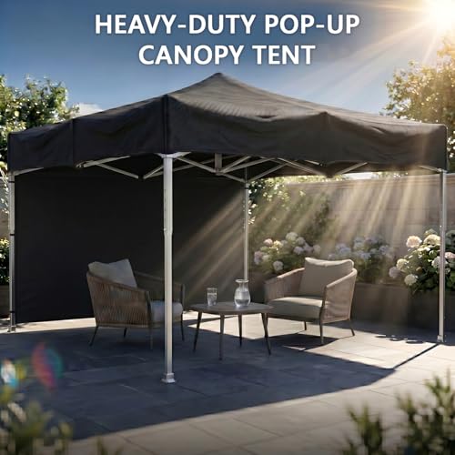 Image of OUTO Heavy Duty Gazebo Tent 6.5 ft | 17.5 Kg Strong Frame | UV Protection Foldable Pop-Up Canopy Tent with 3 Side Open | Outdoor Folding Tent for Garden, Terrace, Events & Promotional Use (Black)