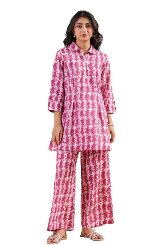 jisora Women's Pink Printed Cotton Co-ord Set-picture-21