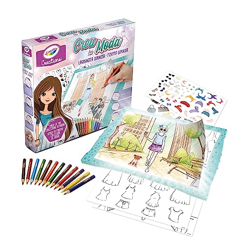 CRAYOLA - Criações, crie a sua moda, quadro luminoso para criar uma coleção de moda, atividade criativa e presente para meninas e meninas, a partir de 8 anos