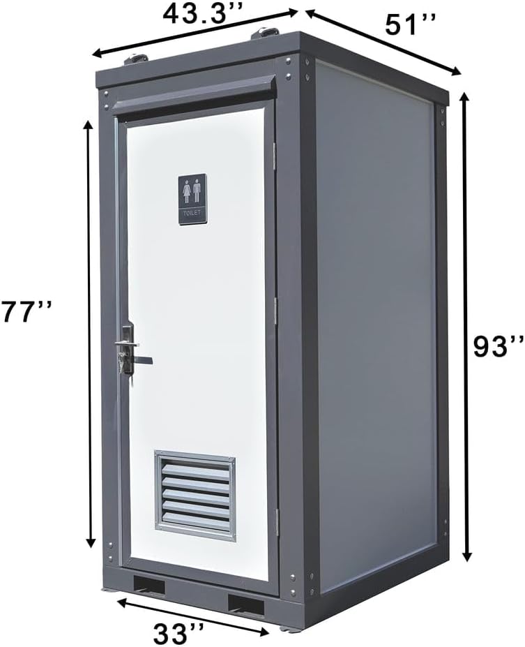 Outdoor Portable Toilet with 1 Private Stalls, Mobile Restroom for Concerts, Conventions, Construction, Sporting Events