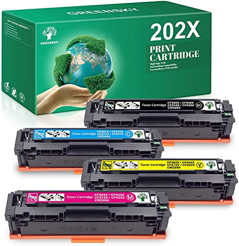 GREENSKY Compatible Toner Cartridge Replacement for 202A 202X M281fdw CF500A for Pro MFP M281fdw M254dw M281cdw M281dw M280nw CF501A CF502A CF503A Printer (BCMY, 4-Pack)