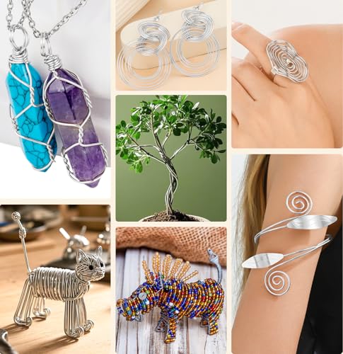 VynyQoo 2mm Basteldraht, 12M Biegbar Flexibel Silber Aluminiumdraht, Schmuckdraht, Silberdraht zum Basteln Für DIY-Skulpturen, Modellieren, Schmuckherstellung, Blumenbasteln Und Drahtweben