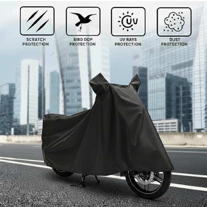 Image of DRAKOWISH Waterproof Scooty Cover for Tvs Pep Plus All Weather Protection from Rain, Dust, UV Rays & Scratches with Mirror Pockets & Buckle Belt