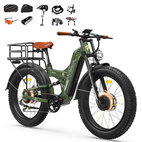 Image of FREESKY Dual Motor 40MPH 120Mile 240NM LG Cells Electric Bike for Adults | 4000W 48V30Ah AWD Mountain Ebike,26 inch Fat Tire,Full Suspension,Hydraulic Brakes,UL2849 by TUV,Off-Road & Commuter & Hunting