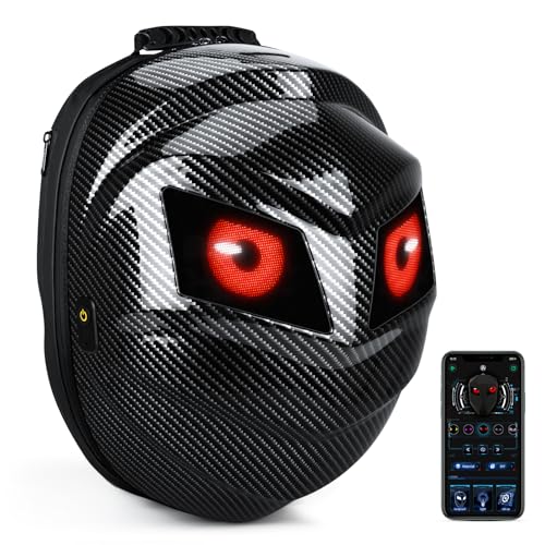 Gelrova LOY Black Knight Serise LED Backpack, Backpack with LED Eyes (Loy Eyes App) (Grey)