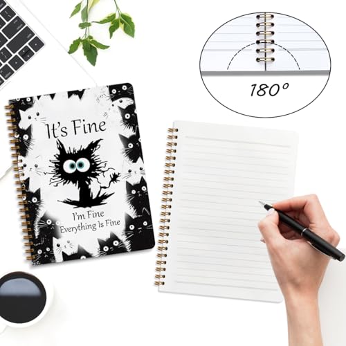 2 pcs funny cat spiral notebook cute funny gifts journaling notebooks for work college ruled notebook journal office classroom supplies motivational cat themed gifts for women coworkers