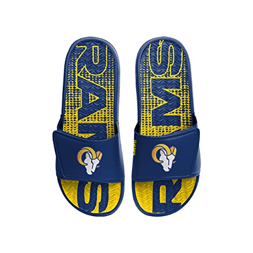 FOCO Los Angeles Rams NFL Mens Gel Slide, Gradient Wordmark, 13-142