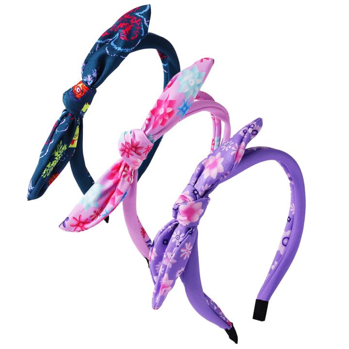 Candygirl 3Pcs Floral Knot Headbands Knotted Headband, Skinny Thin Hairband Cute Rabbit Ears Hair Bowsfor Girl Party
