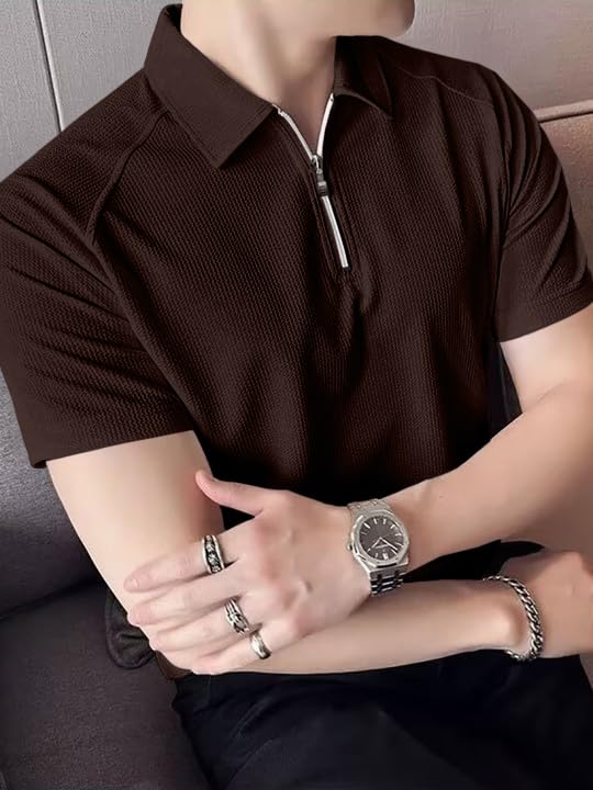 Image of GRECIILOOKS Tshirt for Man | T Shirt for Mans | Mens Tshirts | Polo T- Shirt for Mens | Half Sleeve Polo Neck Tshirt for Men (Available in Plus Sizes)