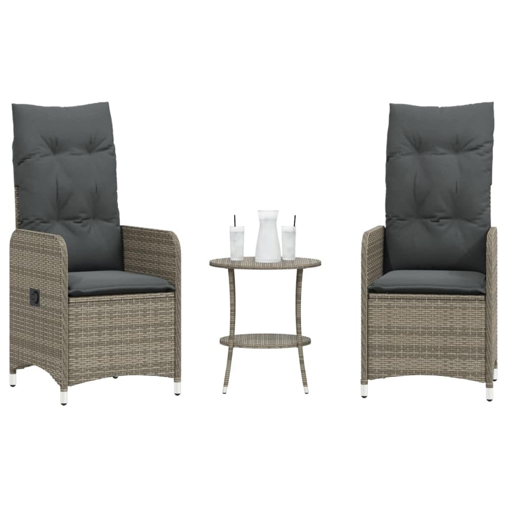 Chaise de jardin inclinable grise contre le mal de dos avec table basse
