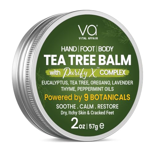 VITAL AFFAIR Tea Tree Oil Balm Soothing Care for Rashes Athletes Foot Jock Itch Bug Bites Folliculitis Cracked Feet Dry Flaky Irritated Skin For All Ages & Sensitive Skin - 2 oz