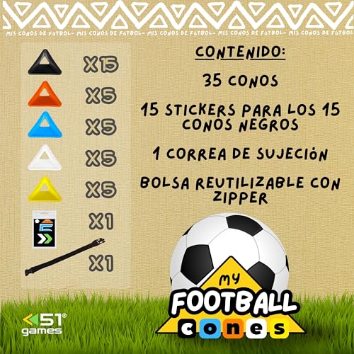 51games - Mis Conos de Fútbol | Conos de Entrenamiento con Stickers de fútbol | Diseña Tus circuitos y desarrolla técnica y Agilidad | Regalo Ideal niños 5-10 años - imagen 3