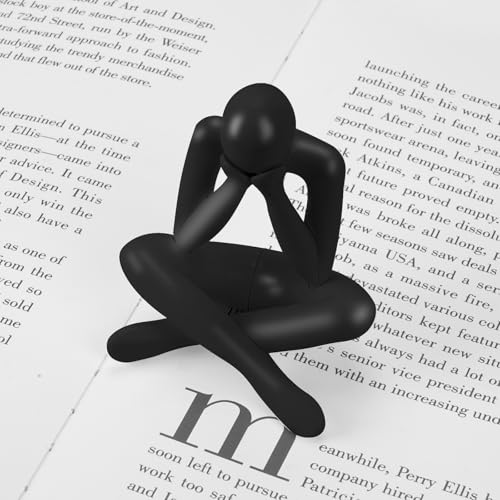 Set de 4 Estatuas Abstractas de Pensador en Plástico Negro miniatura 4