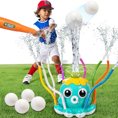 Water Sprinkler Baseball Toy for Kids Outdoor Play Toys – Backyard Summer Splash Game for Boys and Girls, Connects to Garden Hose, Fun Lawn Activity for Yard, Beach, or Birthday Party