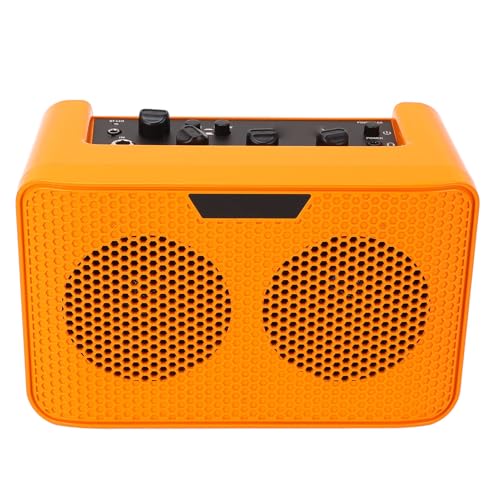 Asixxsix エレクトリックギターアンプ、10w出力BTポータブルギターアンプスピーカー、遅延効果と3.5mmイヤホンジャックを備えたポータブルギターアンプスピーカー、標準の1/4インチギターケーブル、ボリュームトーンコントロールと互換性があります