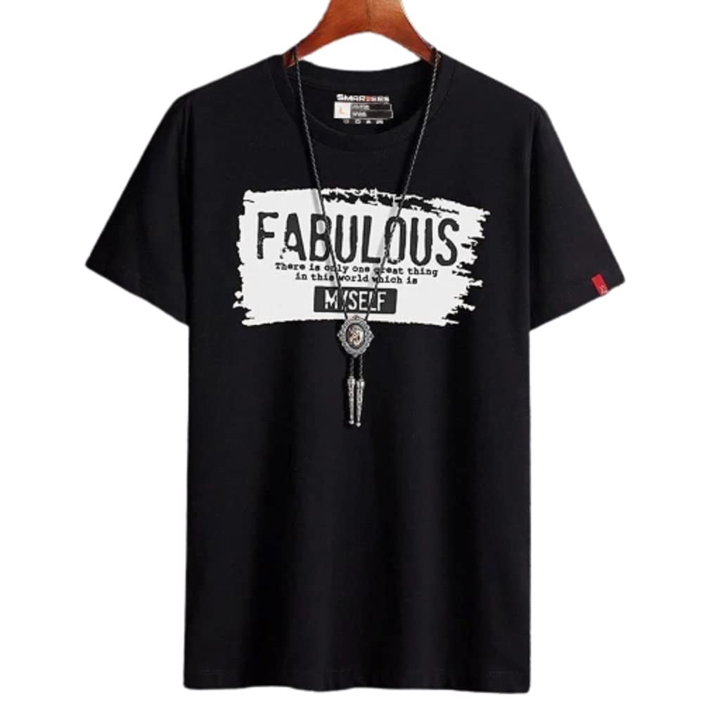 TforteesMens Cotton Tshirt(AZ_1657_Black_Large)
