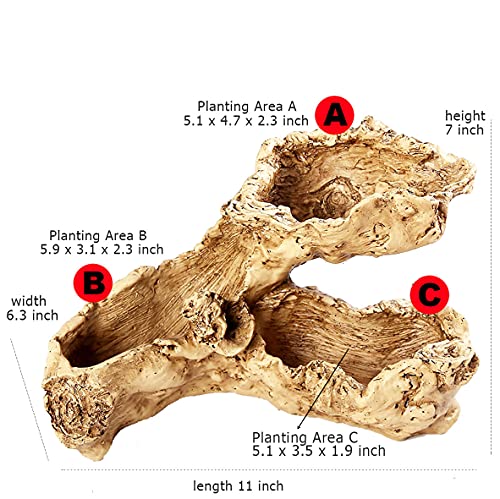Faux Driftwood Planter Sculpture Multilayer Log Planter Artificial Tree Root Style Flower Pot Holder Stump Planter (Multilayer) #TOP4
