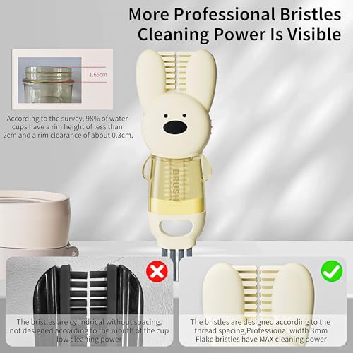 Image of 3 PCS Bottle Brush - Upgrade 4 in 1 Cup Lid Gap Cleaning Brush Set, Multifunctional Insulation Bottle Cleaning Tools, Mutipurpose Tiny Silicone Cup Holder Cleaner, Home Kitchen Cleaning Tools