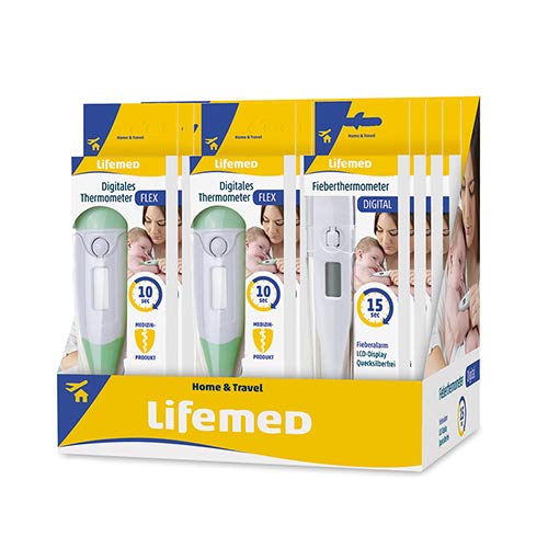 Lifemed Fieber-Thermometer-Mischdisplay (4 Sets: 24 x Fieberthermometer digital weiß + 24 x Fieberthermometer digital "flex" grün-weiß)
